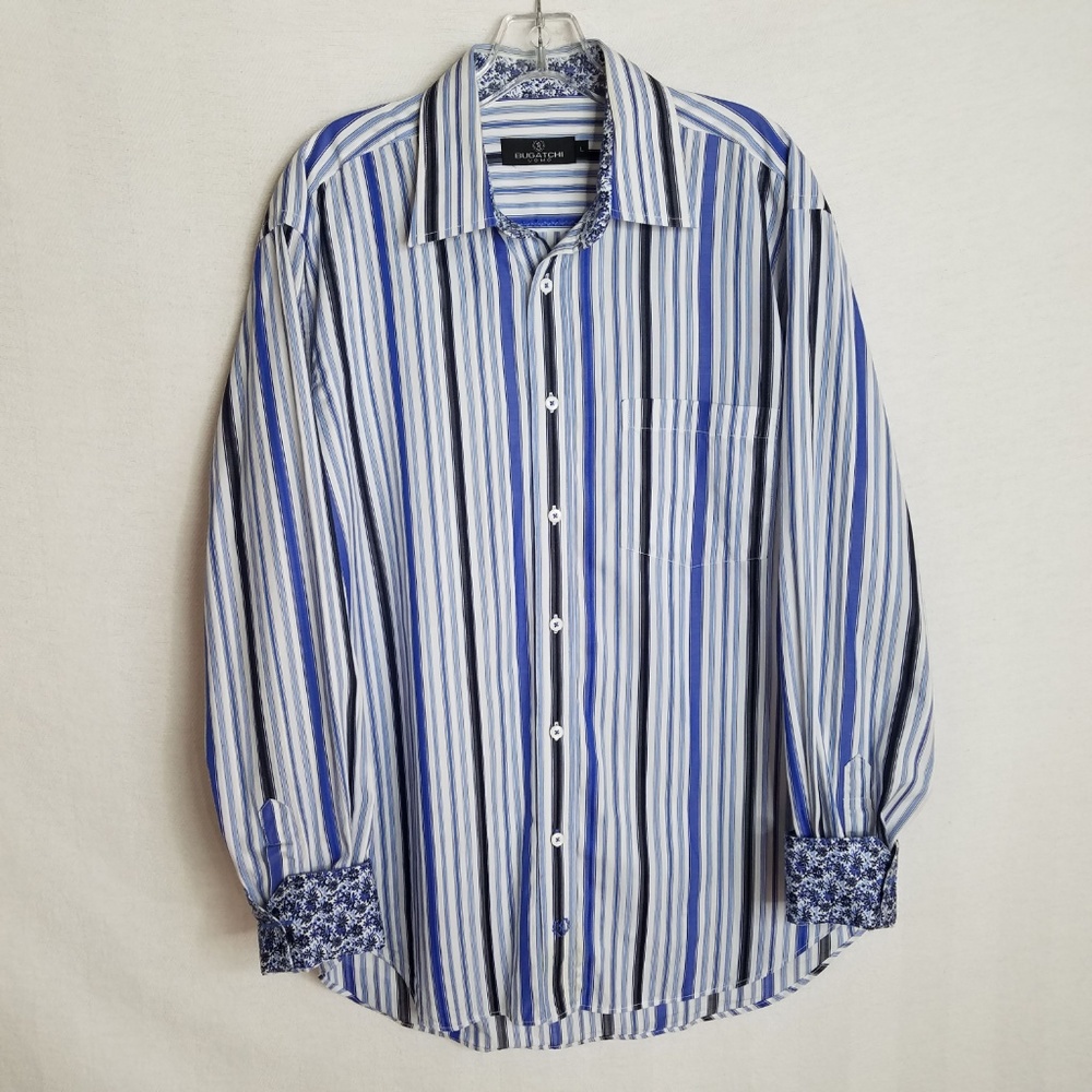 Bugatchi Uomo Striped Button Front Flip Cuff Shirt - image 5